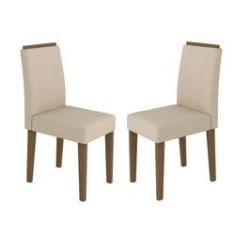 Imagem de Kit Com 2 Cadeiras Para Sala De Jantar Ana Imbuia Bege WD22 New Ceval