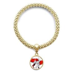 Imagem de DIYthinker Pulseira dourada de milho com pingente redondo de arte abstrata com arte vermelha