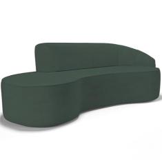 Imagem de Sofá 3 Lugares Curvo Sala de Estar Living Firenze Direito D02 Linho Verde Musgo 210 cm C-117 - Lyam