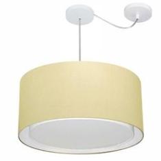 Imagem de Lustre Pendente Cilíndrico Com Desvio Md-4309 Cúpula em Tecido 55x30cm Algodão Crú - Bivolt