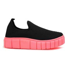 Imagem de Tênis Slip On Feminino Casual Wit Shoes Tecido Elastano Pedrarias Calce Fácil-Feminino