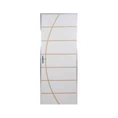 Imagem de Kit Porta de Madeira Decorada 212x95cm com Batente de Aluminio 3,6cm Neblina MGM Branco