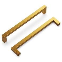 Imagem de Hickory Hardware Puxadores de armário de cozinha de núcleo sólido, puxadores de armário de luxo, ferragens para portas e gavetas de cômoda, centro de orifício de 160 mm, latão dourado escovado,