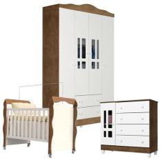 Imagem de Quarto de Bebê Ariel 4 Portas com Berço New Nanda Branco Acetinado Ama