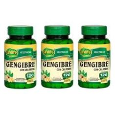 Imagem de Kit 3 Gengibre Com Chá Verde - Unilife - 120 Comprimidos