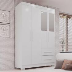 Imagem de Guarda-roupa Solteiro 4 Portas com Espelho 2 Gavetas Estrela Premium