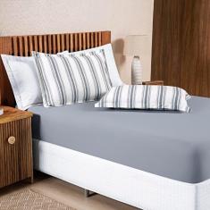 Imagem de Jogo De Lençol Mimis Solteiro 2 Peças Malha 100% Algodão Extra Macio - Cinza