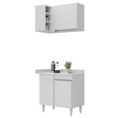 Imagem de Balcão 1 Porta Denver E Armário Aéreo Austin De Canto Branco - Lumil