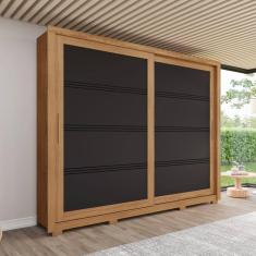 Imagem de Guarda-Roupa 2 Portas Deslizantes 4 Gavetas Medelín Marrom/Preto HP