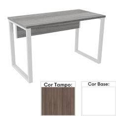 Imagem de Mesa de Escritório Pé Tubular Pe25 em Mdp 134 x 60 cm Cor Walnut e Base Branca