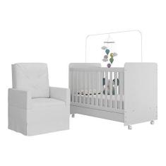 Imagem de Berço Americano 3x1 com Colchão Incluso Poltrona de Amamentação Multimóveis Mp4095 Branco