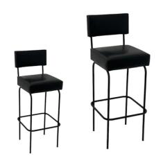 Imagem de Kit 2 banquetas estilo industrial estofada para balcão bancada area gourmet de aço carbono (2)