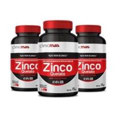 Imagem de Kit 3 Zinco Quelato 500mg Clinic Mais 30 cápsulas