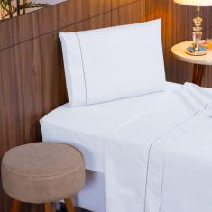 Imagem de Jogo De Lençol Solteiro 3 Peças Percal 400 Fios Ponto Palito - Linda C