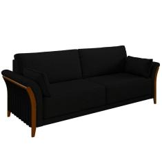 Imagem de Sofá Decorativo 3 Lugares 222cm Market Veludo Preto - Gran Belo