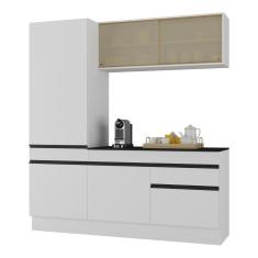 Imagem de Armário De Cozinha Compacta 3 Peças Com Rodapé Mp2179 Made Multimóveis Branco/preto Branco/preto