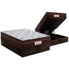 Imagem de Conjunto Box Baú King: Colchão Molas Probel MasterPocket Ensacadas ProDormir Miami + Base CRC Suede Brown(193x203)