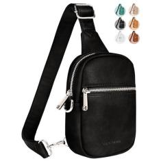 Imagem de Vantamo Bolsas transversais para mulheres: Bolsa tiracolo de couro vegano com bloqueio de RFID com clipe antifurto