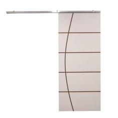 Imagem de Porta De Correr Branco Prime Frisada Kit Alumínio F01 - 210x90