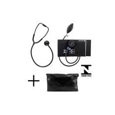 Imagem de Conjunto Esfigmomanômetro + Estetoscópio PRETO Garantia BIC
