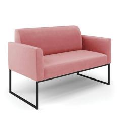 Imagem de Sofá Namoradeira Base Industrial Preto Marisa Suede D03 - D\`rossi Cor Rose