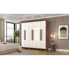 Imagem de Guarda Roupa Elegance 6 Portas e 2 Gavetas Internas - Cor Imbuia Champanhe - Vila Rica