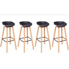 Imagem de Kit Com 4 Banquetas Toledo Assento Em Polipropileno E Base Em Aço Fratini Preto