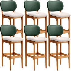 Imagem de Kit 6 Banquetas Alta Bar Cozinha Sala Jantar Betta L02 Imbuia Facto Ve