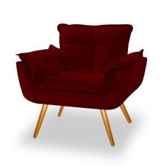 Imagem de Poltrona Cadeira Decorativa Opala Suede Bordô Pés Palito para  Recepção Sala de Estar Consultório Escritório Quarto - AM Decor