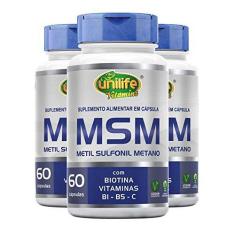 Imagem de Kit 3 MSM Metil Sufonil Metano + Biotina e Vitamina Unilife 60 cápsulas