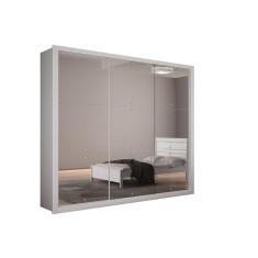 Imagem de Guarda Roupa 3 Portas De Correr E 4 Gavetas C Espelho Veneza Gold Branco Rufato