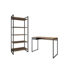 Imagem de Jogo de Escritorio Estante e Escrivaninha Ade Castanho Preto