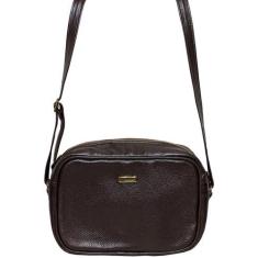 Imagem de Bolsa Lateral Feminina Em Couro Legitimo Fechamento Em Ziper Espaçosa