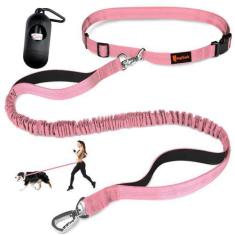 Imagem de Coleira de cachorro Hands Free Laqibak, cintura ajustável, rosa