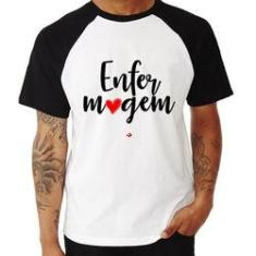 Imagem de Camiseta Raglan Enfermagem Por Amor - Foca Na Moda