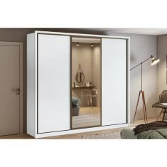 Imagem de Guarda Roupas 3 Portas de Correr e 6 Gavetas c/ Espelho Spazio Branco - Lopas