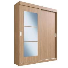 Imagem de Guarda-roupa Solteiro 2 Portas de Correr, Édez Pratik, Espelho, Cedro