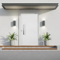 Imagem de Porta Pivotante de Alumínio 210 x 120cm com Puxador Veneza Esquadrias Bergame Branco