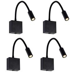 Imagem de Arandela Led Articulada Para Leitura Preta 3W 3000K 4un