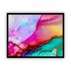 Imagem de Quadro Canvas Premium Abstrato Colorido Com Moldura 90X60Cm