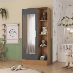 Imagem de Guarda Roupa Infantil 1 Porta com Espelho Sara