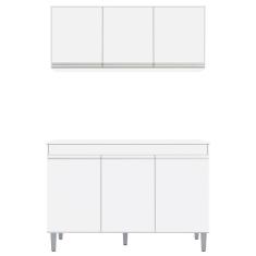 Imagem de Armário Aéreo Andréia e Balcão Gabinete sem Tampo Manu 120cm Branco - ajl Móveis