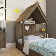 Imagem de Mini Cama Infantil 1 Prateleira Casinha - Bramov Móveis