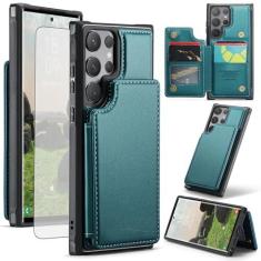 Imagem de Asuwish Capa de telefone para Samsung Galaxy S24 Ultra 5G Capa carteira com protetor de tela e bloqueio RFID de couro PU suporte para cartão de crédito acessórios para celular S24Ultra 24S S 24