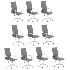 Imagem de Conjunto 10 Cadeiras de Escritório Presidente Giratória Sevilha Alta Rivatti Preto