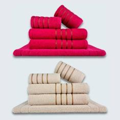 Imagem de Jogo De Toalhas 10Pçs Coleção Dubai 100% Algodão Rosa+Bege