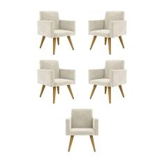 Imagem de Kit 05 Cadeiras Poltronas Decorativa - Escritório - Recepção Cor:bege