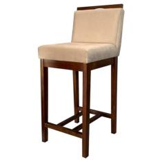 Imagem de Banqueta Média para Bancada Gourmet Líbia Madeira Capuccino Suede Bege CCS