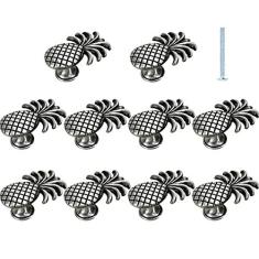 Imagem de Kelendle 10 maçanetas de armário de abacaxi conjunto de puxadores e puxadores tropicais de gaveta de orifício único puxadores de armário puxadores de armário puxadores de porta de liga de zinco para