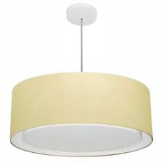 Imagem de Lustre Pendente Cilíndrico Duplo Md-4297 Cúpula em Tecido 60x25cm Algodão Crú - Bivolt